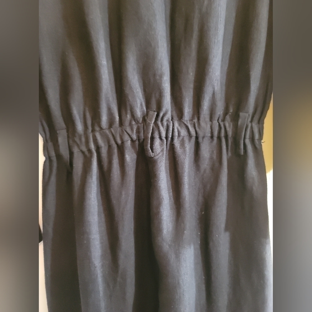 Boston Proper Long-Sleeve Linen Wide-Leg Utility Jumpsuit Small Black - Picture 12 of 13